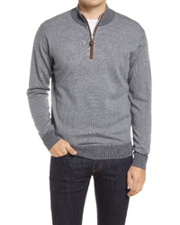 Peter Millar Needle Stripe Quarter Zip Wool Sweater