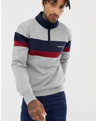 Nicce London Nicce Half Zip Track Sweatshirt In Grey With Chest Stripe