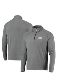LEVELWEA R Heathered Charcoal Nhl 2021 Hockey Fights Cancer Contrast Peak Raglan Quarter Zip Jacket In Heather Charcoal At Nordstrom