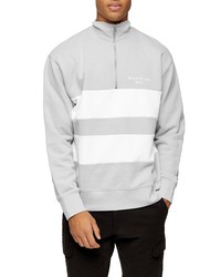Topman Stripe Quarter Zip Sweatshirt