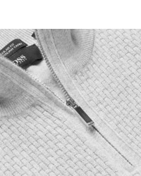 Hugo Boss Textured Knit Cotton Half Zip Sweater