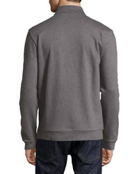 BOSS Textured Quarter Zip Pullover Gray