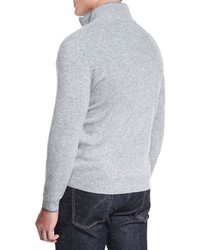 Neiman Marcus Tipped Half Zip Cashmere Sweater Navy