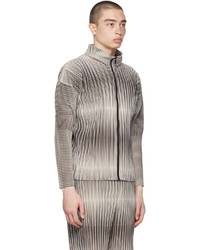 Homme Plissé Issey Miyake Beige Striped Hologram Sweater