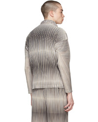 Homme Plissé Issey Miyake Beige Striped Hologram Sweater