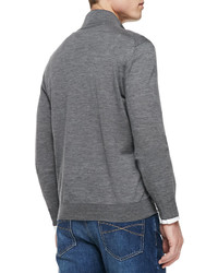 Brunello Cucinelli Fine Gauge Full Zip Sweater Gray