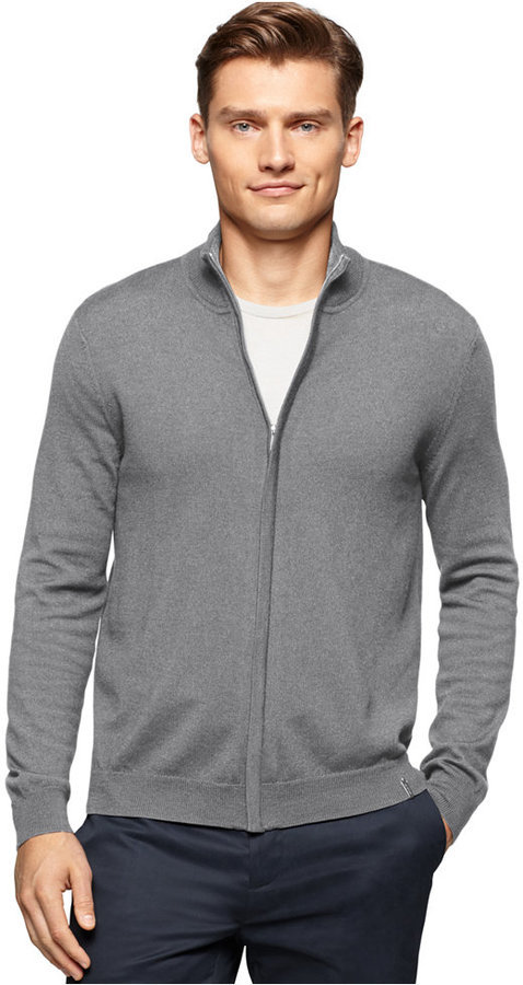 Calvin Klein Full Zip Cardigan Sweater, $108 | Macy's | Lookastic