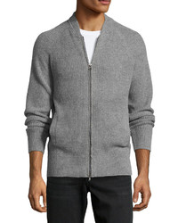 AG Adriano Goldschmied Knit Front Zip Cardigan Heather Gray