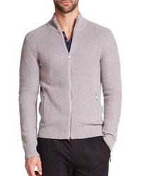 Michael Kors Michl Kors Tuckstitch Cotton Zip Front Sweater