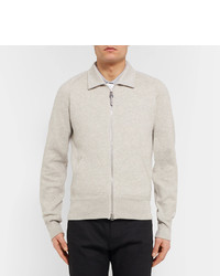 Tom Ford Mlange Cotton Blend Jersey Zip Up Sweatshirt