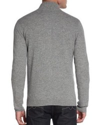 Saks Fifth Avenue BLACK Mock Turtleneck Zip Front Cashmere Sweater