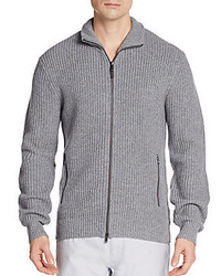 Michael Kors Ribbed Cashmere Zip Front Sweater