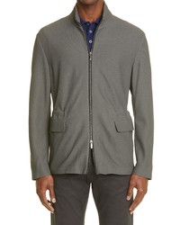 Giorgio Armani Rice Stitch Zip Jacket In Grey At Nordstrom