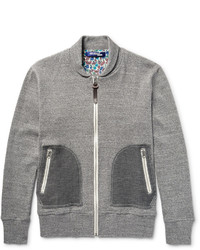Junya Watanabe Shawl Collar Mlange Cotton Jersey Zip Up Sweatshirt