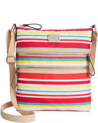 Horizontal Striped Canvas Crossbody Bag