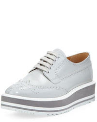 Horizontal Striped Leather Oxford Shoes