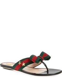 Horizontal Striped Leather Sandals