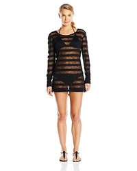Horizontal Striped Mesh Cover-up