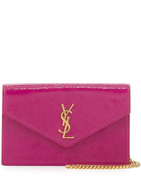 Saint Laurent Monogram Glossy Wallet On Chain Bag Electric Pink