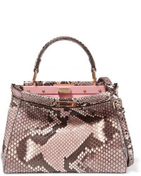 Fendi Peekaboo Mini Python Shoulder Bag Pink