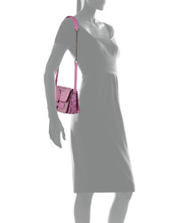 Bottega Veneta Watersnake Small Flap Shoulder Bag Peony Pink