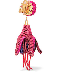 Mercedes Salazar Tropicalia Beaded Straw Clip Earrings Pink