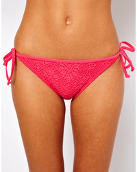 Marie Meili Pink Crochet String Bikini Bottom