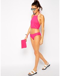 Asos Collection Neoprene Halter Crop Bikini Top