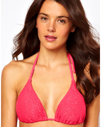 Marie Meili Pink Crochet Padded Triangle Bikini Top