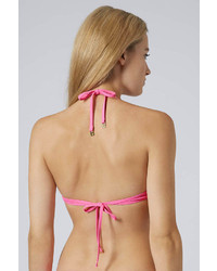 Topshop Pink Plunge Bikini Top