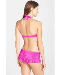 Betsey Johnson Shirred Underwire Halter Bikini Top