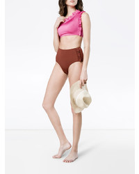 Leslie Amon Tamini Ruffle One Shoulder High Waist Bikini