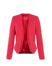 New Look Pink Crepe Zip Pocket Blazer Jacket