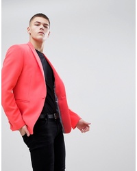 ASOS DESIGN Super Skinny Blazer In Neon Pink