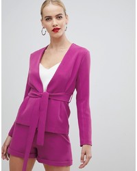 Vesper Tie Front Tailored Blazer In Pink