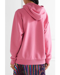 Gucci Appliqud Cotton Jersey Hooded Top Pink