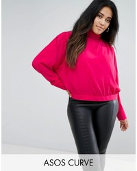 Asos Curve Curve Batwing Blouse With Ruched High Neck