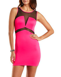 Charlotte Russe Bodycon Scuba Dress With Mesh Cut Outs