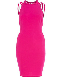 River Island Bright Pink Strappy Backless Bodycon Dress