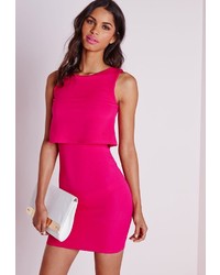 Missguided Layered Bodycon Dress Hot Pink