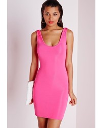 Missguided Strappy Low Back Bodycon Dress Hot Pink