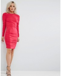 Asos Petite Petite Ruched Mini Bodycon Dress With Long Sleeve