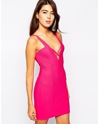 Oh My Love Textured Cross Front Body Conscious Dress Pink
