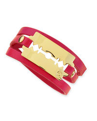 McQ Alexander McQueen Shiny Razor Blade Wrap Bracelet Hot Pink