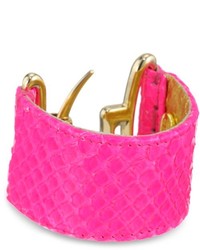 Ted Rossi Resort Python And Metal Talon Hot Pink Cuff Bracelet