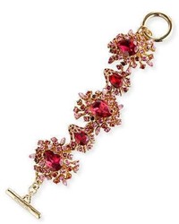 Oscar de la Renta Tiered Crystal Toggle Bracelet Hot Pink