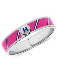 Tommy Hilfiger Stainless Steel Pink Navy And White Hinged Bangle Bracelet