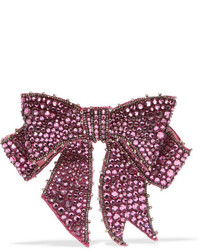 Gucci Crystal Bead And Crepe Brooch Pink