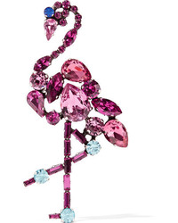 Marc Jacobs Flamingo Silver Tone Crystal Brooch Pink