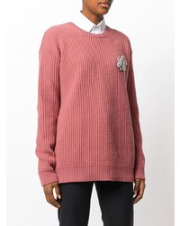 Rochas Brooch Ribbed Crew Neck Sweater